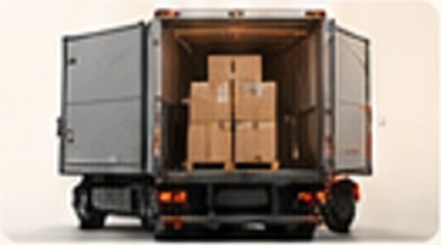 Open truck loaded with boxes