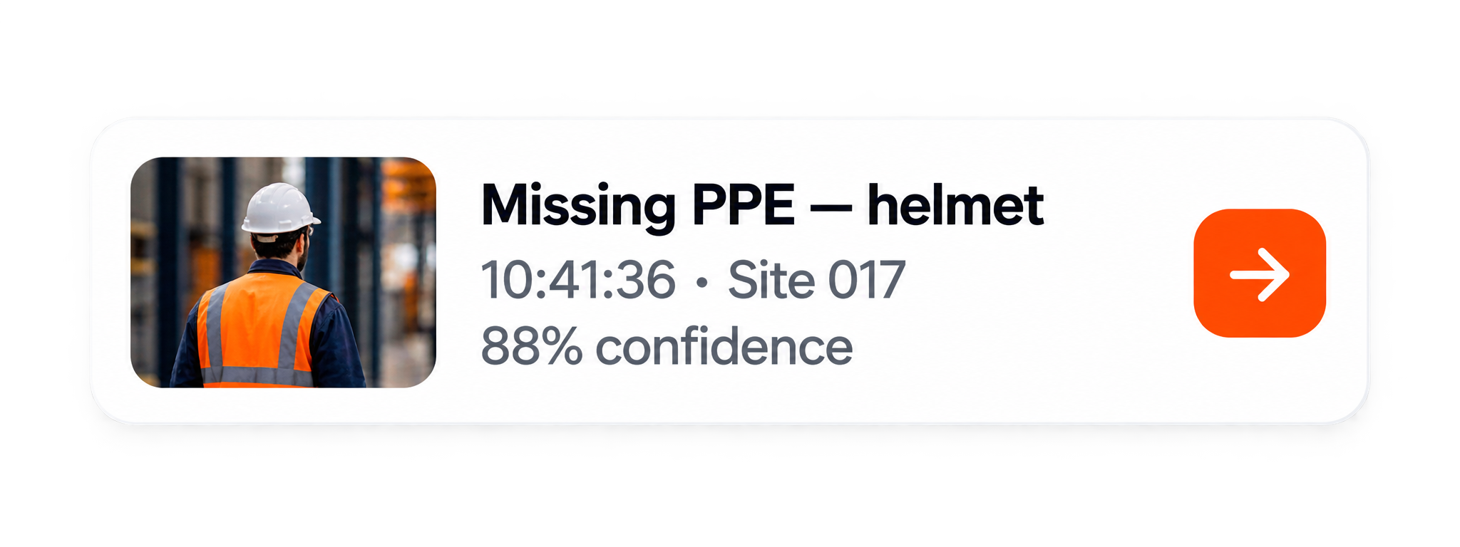 Missing helmet alert routed to the site team