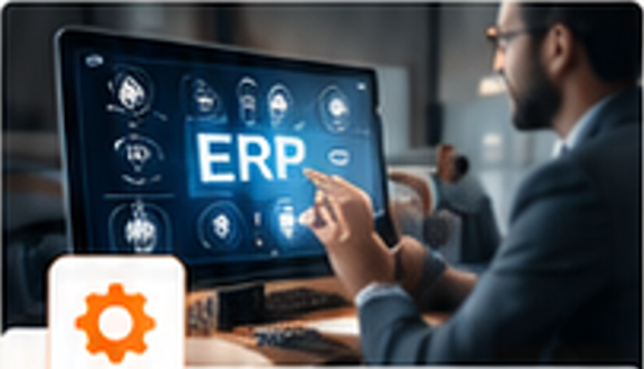 Consultant reviewing an ERP system